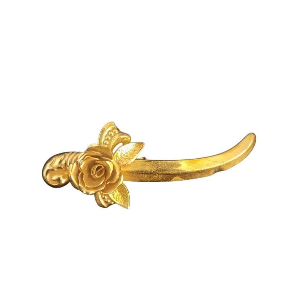 VINTAGE DESIGNER CORO SCIMITAR BROOCH PIN GOLD TONE